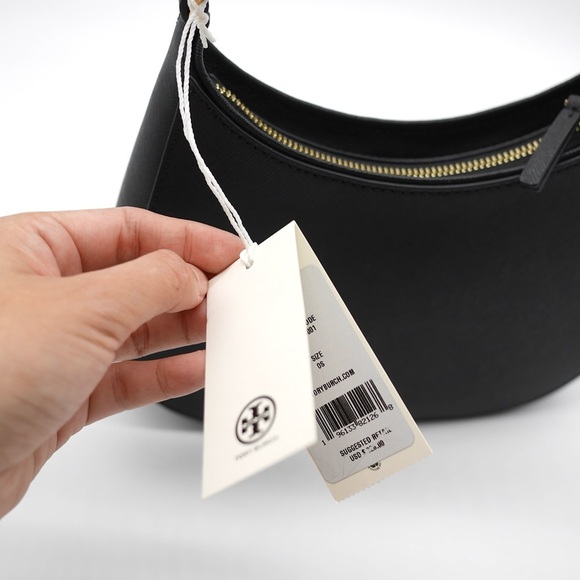 🍓NWT TORY BURCH Black Shoulder Bag with Crescent Shape - Picture 2 of 5